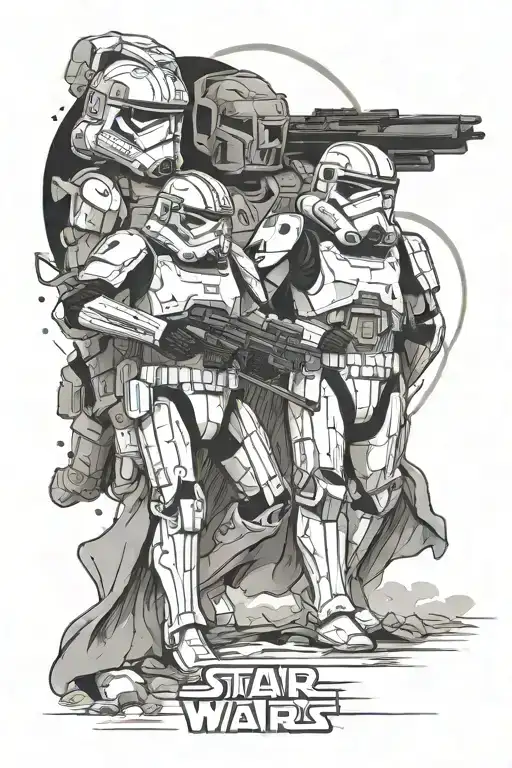 Battle Between Star Wars Characters And Halo Symbolizing The Client's Love Of Sci Fi