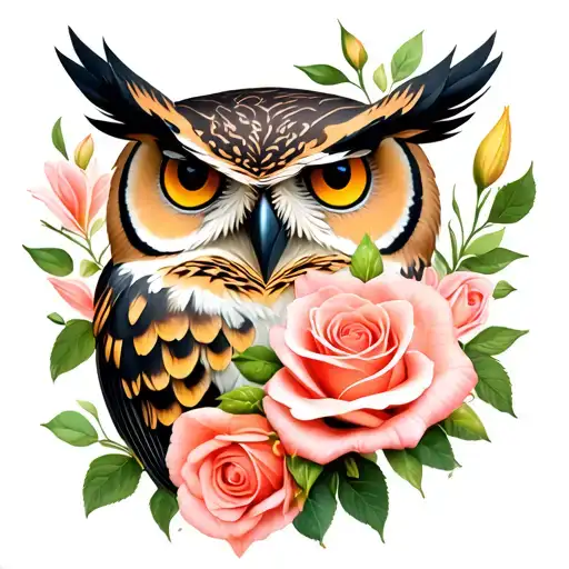 Lilys And Roses With An Owl