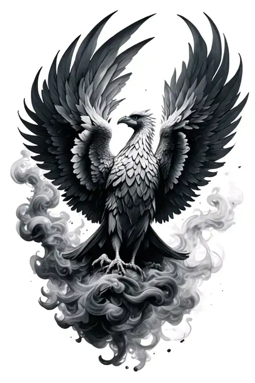 Phoenix And Smoke Rising Black And Grey