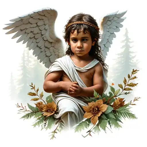 Guardian Angel Of A Little Boy In A Forest Tribe