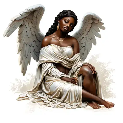 Guardian Angel Of A African Woman Sitting