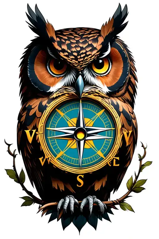 Owl Rose Compass Rose Intertwined Within