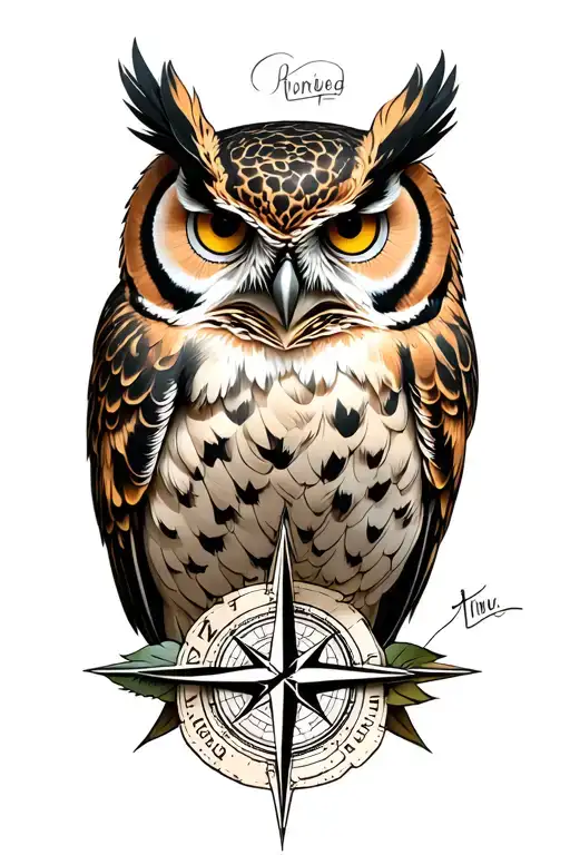 Owl Rose Compass Surrounded