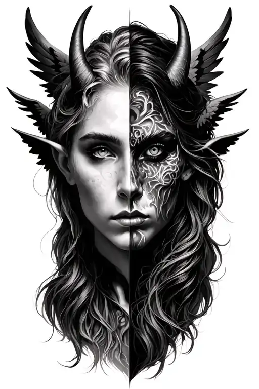 Half Demon Half Angel Looking At Your Soul