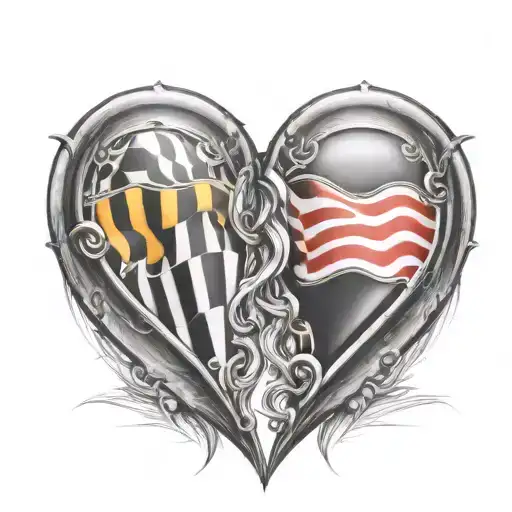 Race Flags Inside A Heart
