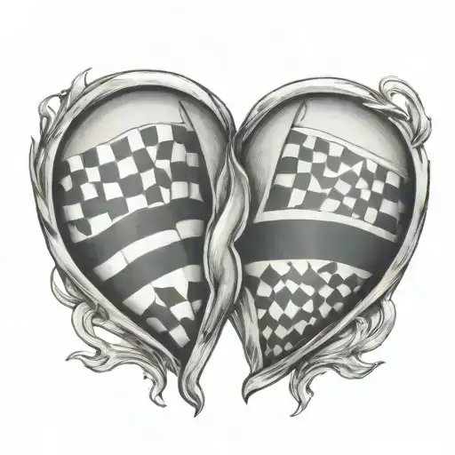 Race Flags Inside A Heart