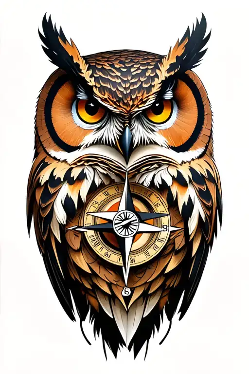 Owl Compass Rose Intertwined