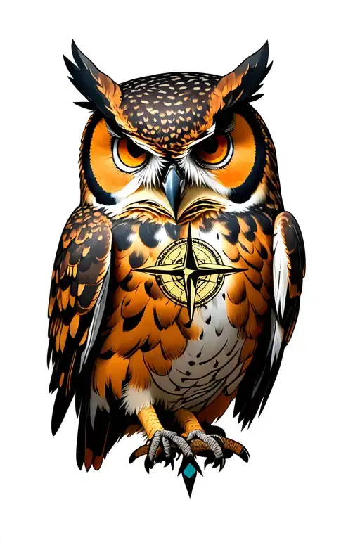 Owl Compass Rose Intertwined