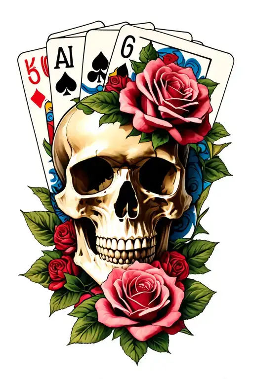 Skull And Roses And Cards Forming