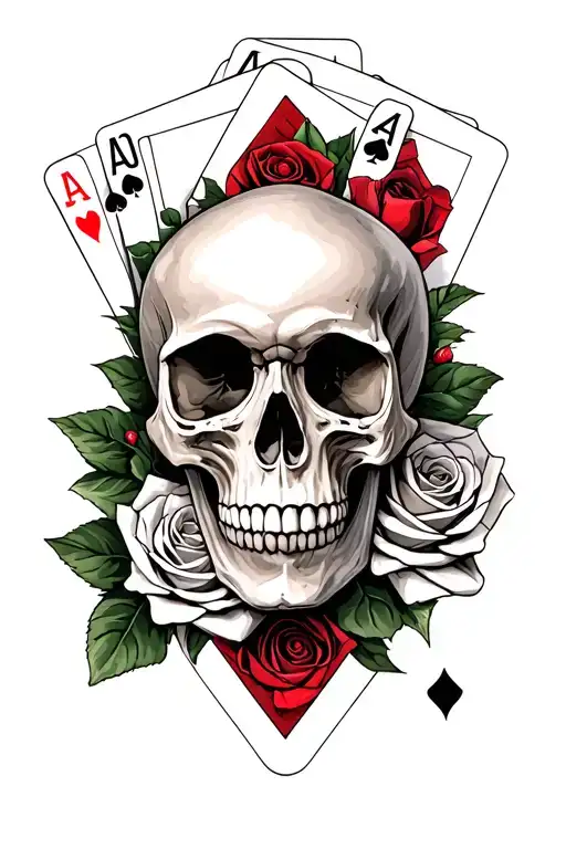 Skull And Roses And Cards Forming