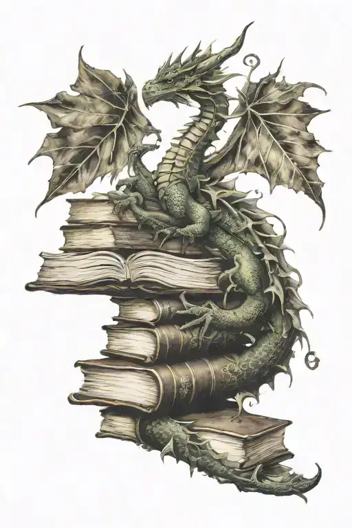 Leaf Dragon And Books