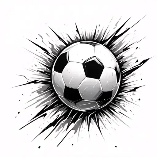 Soccer And Thunders Striking In The Background Black And White