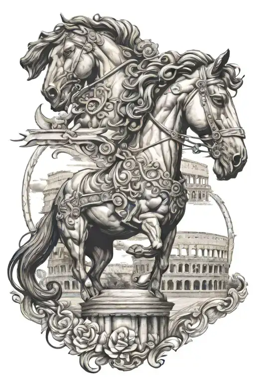 Horse And Themis And Colosseum