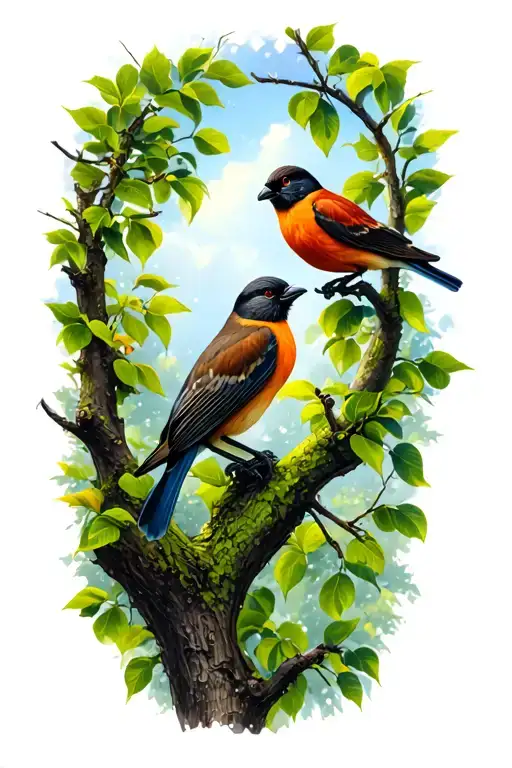 Birds Up In The Tree Top