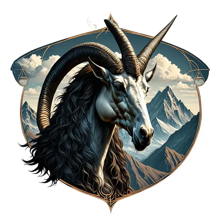Hermetic Capricorn Symbol Surrounded My Mountain Range