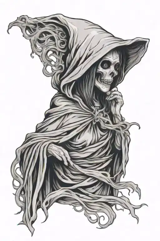 Grim Reaper Woman Faceless Woman With Flowing Hair