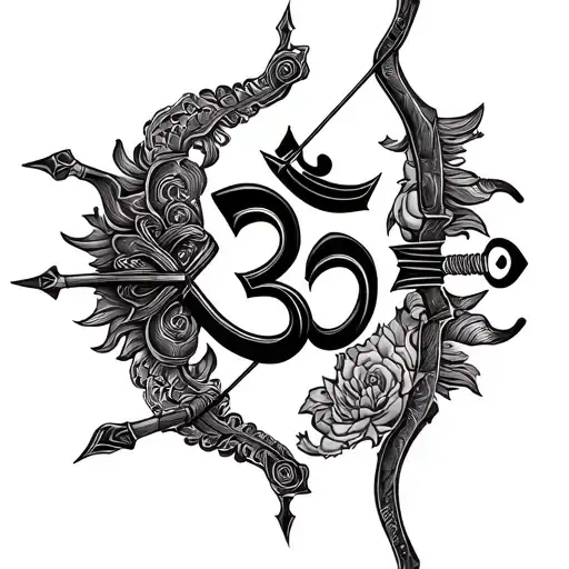 Royal Bow And Arrow With Trishul Om