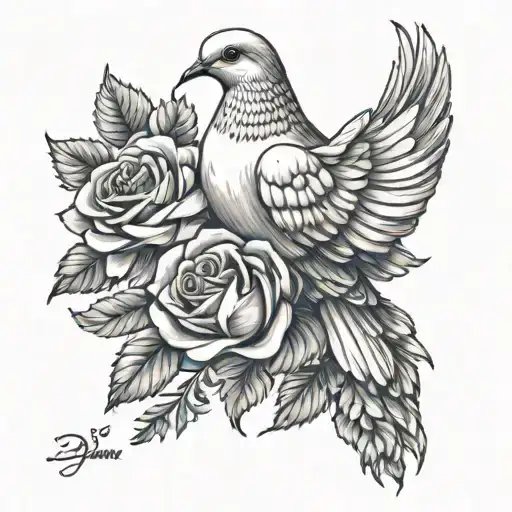 Dove With Roses
