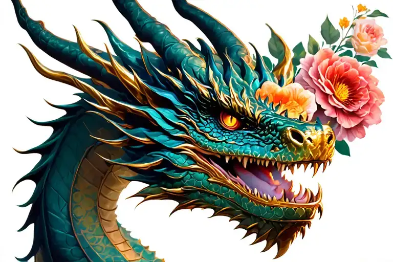 Dragon With Flowers