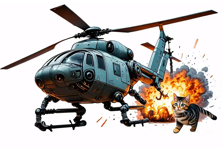 Chopper Droid Escaping Explosion With Kitten