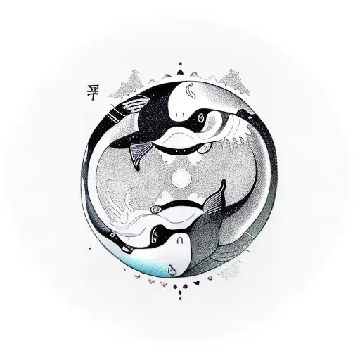 Two Orcas In Yin-yang Symbol
