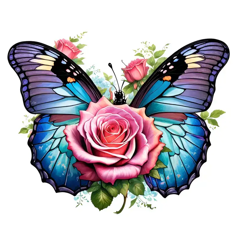 Rose And Butterfly Wings Holding