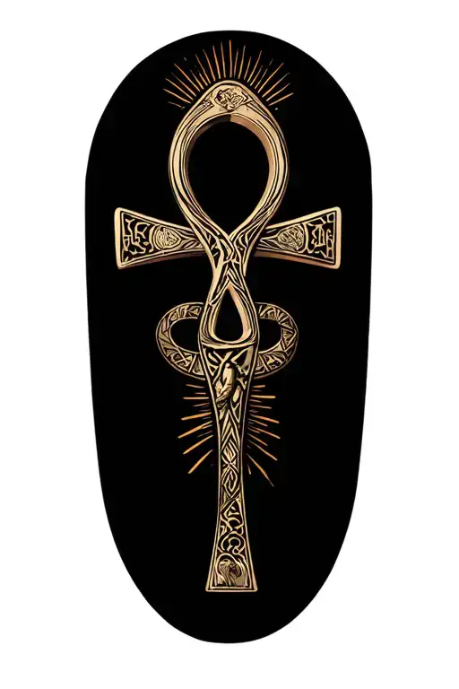 Ankh Symbol With Aquarius Zodiac Sign