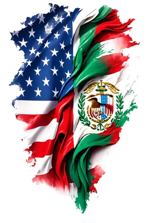 Tattered American And Italian Flag Morphing