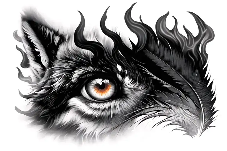 Wolf Eyes Feather Flame