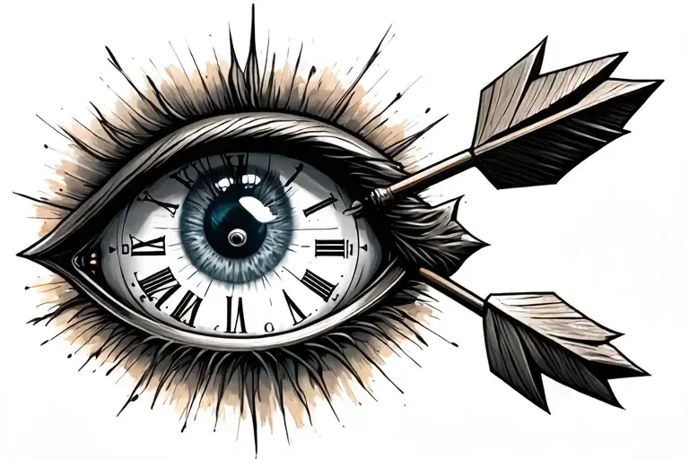 Clock With An Eye And An Arrow