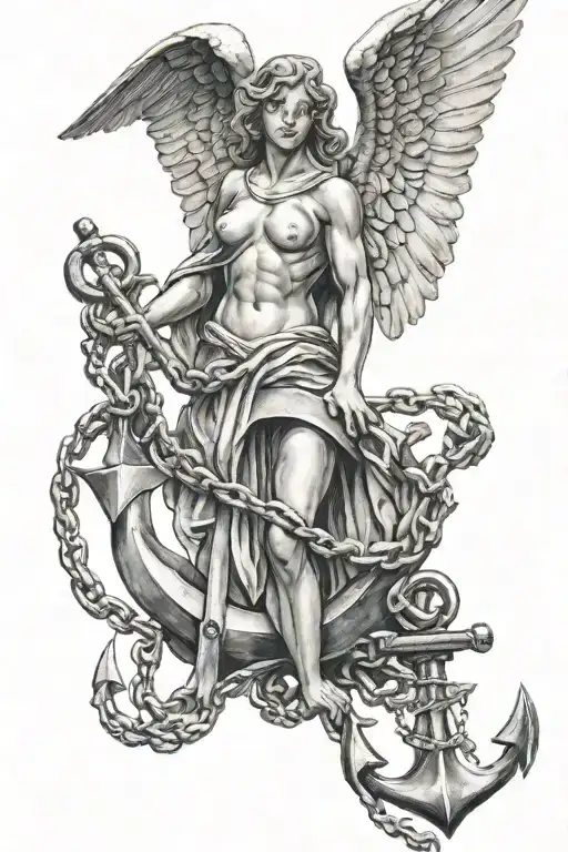 Angel Holding An Anchor Hanging