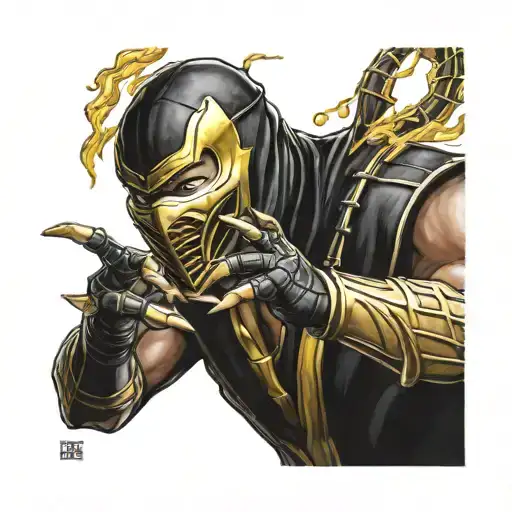 Mortal Kombat Scorpion Tattoo Design In Fire And Fury