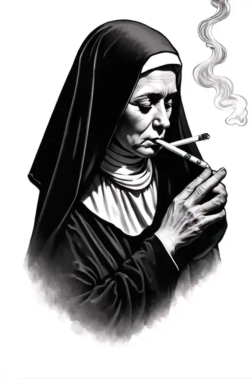 The Nun Smoking A Cigarette