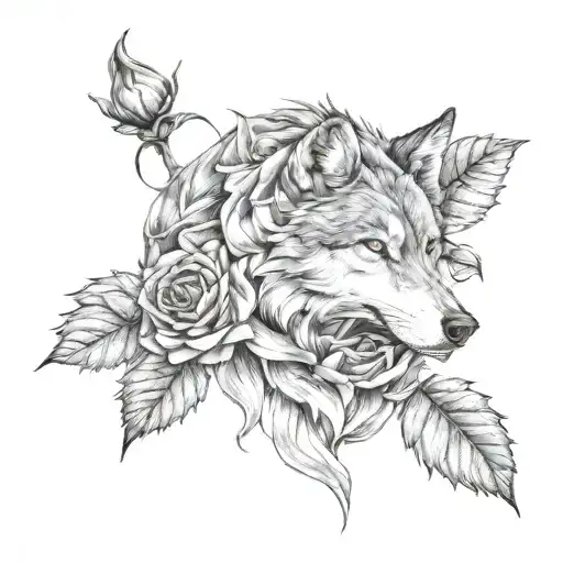 Wolf Blended By Roses
