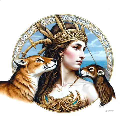 Artemis The Greek God With Animals