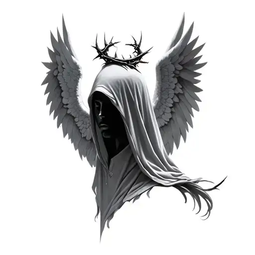 Hooded Angel With Thorn Crown