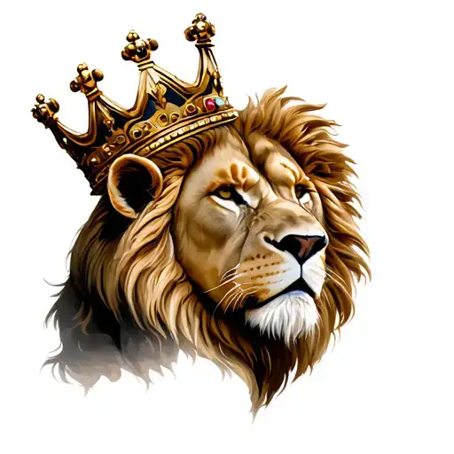 Lion Head With Crown Made