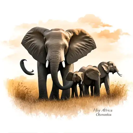 Elphant Family In Africa