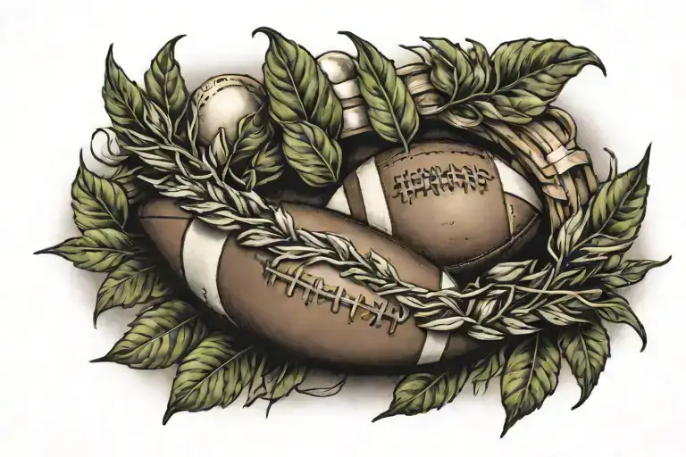 Football And Laurel Wreath Wrapped