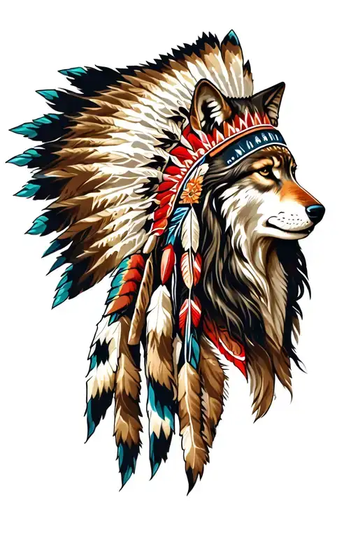 Indian Chief Wolf Headdress