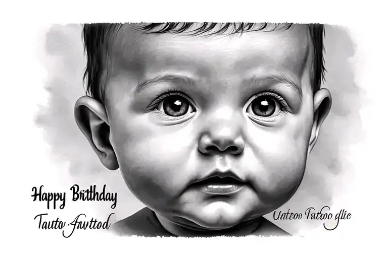 Baby Face With Birthday And Name