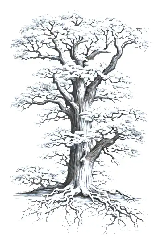 Massive Old White Oak Tree Colored