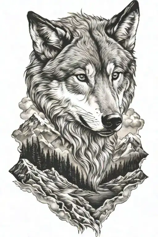 Wolf And Mountains
