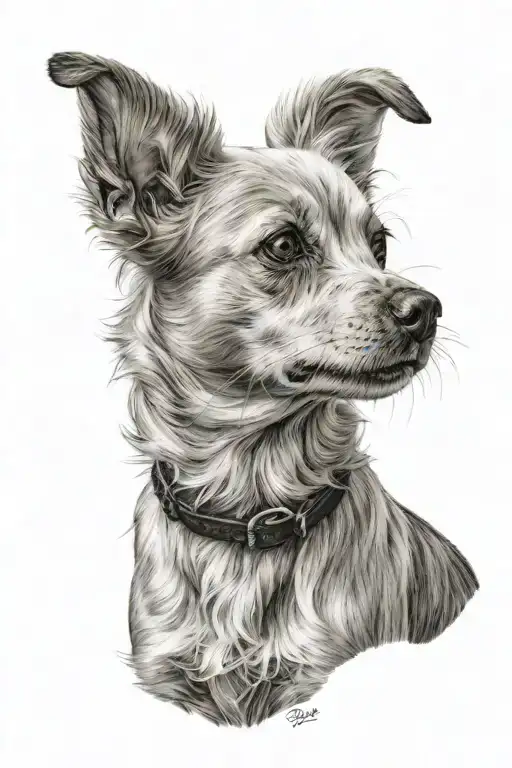 Blonde Small Dog With Left Ear Up And Right Ear Down