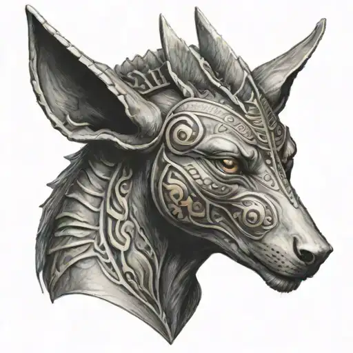 Anubis Head With A Scale Showing Balance