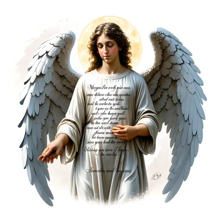 Angel With Wings And Bible Verse Written No Circle Just Wide And Tall