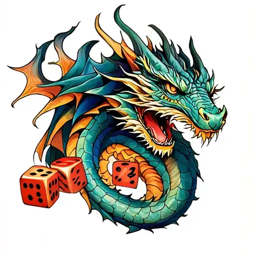 Dragon And Dice Intertwined