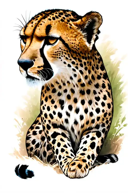 Cheetah Sitting With Running Cheetah In Its Eye Surrounded