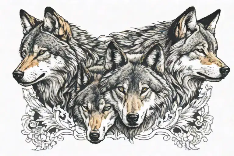 Wolves Woth Indiana Head Dress Standing
