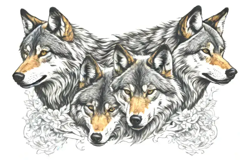 Wolves Woth Indiana Head Dress Standing